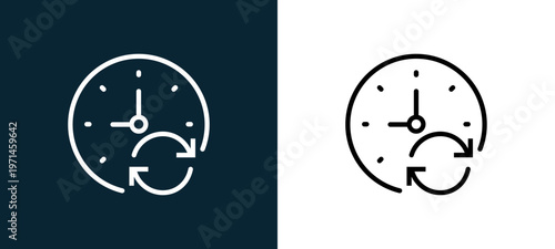 Two-color outline icon pair in black and white, editable stroke vector illustration for web, mobile apps, UI design, branding, and print from interaction set