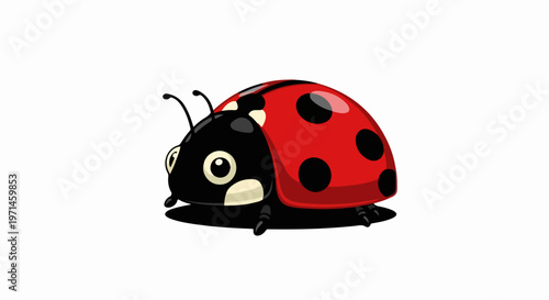 Cute ladybug, red and black insect, cartoon vector illustration, bug icon