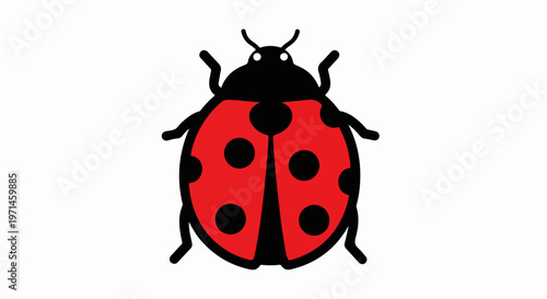 Ladybug, red insect, black spots, vector icon, cute bug, simple illustration, colorful design element