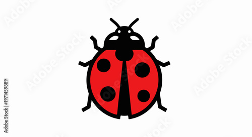 Ladybug, red insect, black spots, vector icon, cute bug, cartoon style