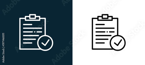Two-color notepad outline icon pair in black and white, editable stroke vector illustration for web, mobile apps, UI design, branding, and print from interaction set