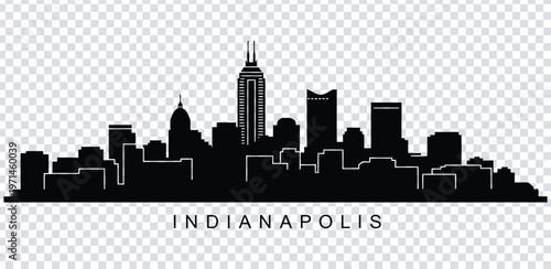 Foto Vector illustration black silhouette of indianapolis city skyline with prominent