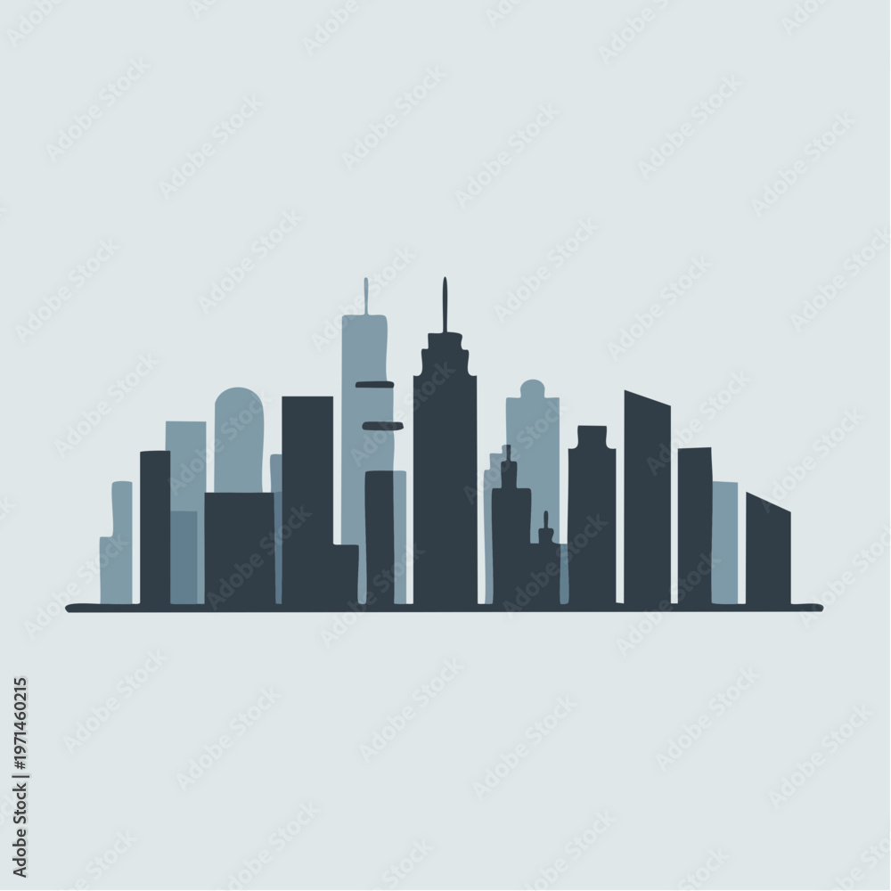 Fototapeta premium modern city skyline silhouette illustration with skyscrapers