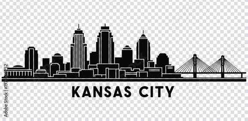 Quadro em tela Vector illustration kansas city skyline silhouette with bridge