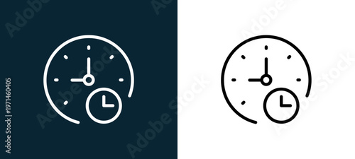 Two-color outline icon pair in black and white, editable stroke vector illustration for web, mobile apps, UI design, branding, and print from interaction set