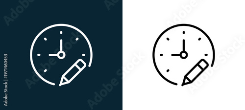Two-color outline icon pair in black and white, editable stroke vector illustration for web, mobile apps, UI design, branding, and print from interaction set