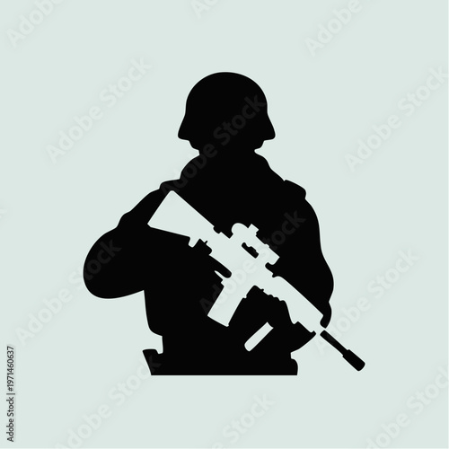 black silhouette of a soldier with a rifle