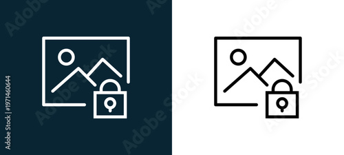 Two-color image outline icon pair in black and white, editable stroke vector illustration for web, mobile apps, UI design, branding, and print from interaction set