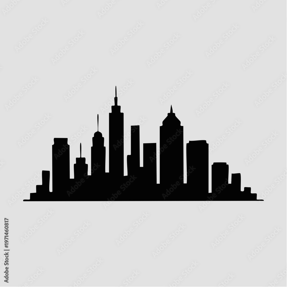 Fototapeta premium black silhouette city skyline illustration with skyscrapers