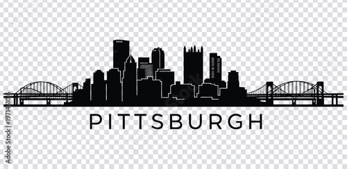 Tableau sur toile Vector illustration pittsburgh city skyline silhouette with bridges