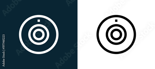 Two-color sensor outline icon pair in black and white, editable stroke vector illustration for web, mobile apps, UI design, branding, and print from home automation