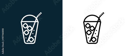 Two-color frappe outline icon pair in black and white, editable stroke vector illustration for web, mobile apps, UI design, branding, and print from gastronomy