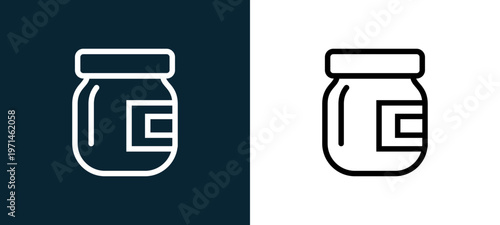 Two-color butter outline icon pair in black and white, editable stroke vector illustration for web, mobile apps, UI design, branding, and print from gastronomy