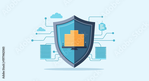 Digital Security Shield Protecting Data Servers and Cloud
