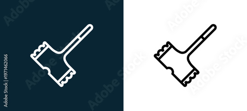 Two-color tenderizer outline icon pair in black and white, editable stroke vector illustration for web, mobile apps, UI design, branding, and print from gastronomy