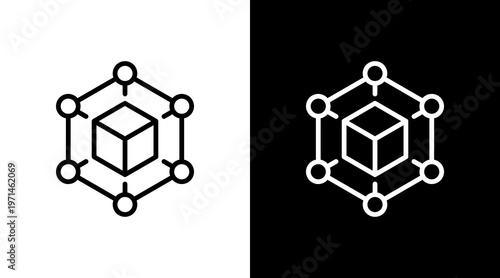 Blockchain White Icon Set Design