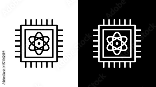 Quantum Computer White Icon Set Design