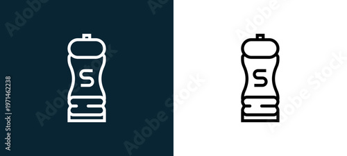 Two-color salt outline icon pair in black and white, editable stroke vector illustration for web, mobile apps, UI design, branding, and print from gastronomy