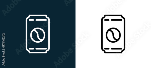 Two-color can outline icon pair in black and white, editable stroke vector illustration for web, mobile apps, UI design, branding, and print from gastronomy