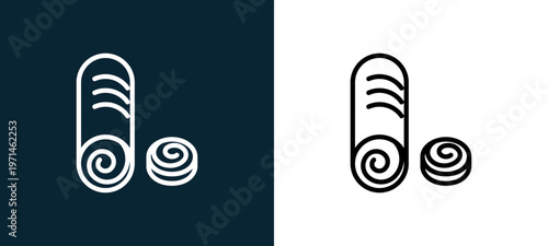 Cuadro en lienzo Two-color meat outline icon pair in black and white, editable stroke vector illu