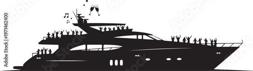 Luxury yacht silhouette, black boat icon, nautical vector, sailing ship