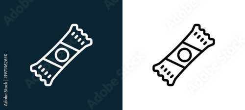 Two-color candy outline icon pair in black and white, editable stroke vector illustration for web, mobile apps, UI design, branding, and print from gastronomy