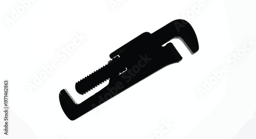 Adjustable wrench isolated on white a striking black silhouette high quality