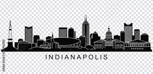 Foto Vector illustration black and white indianapolis city skyline silhouette