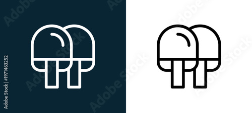 Two-color table tennis outline icon pair in black and white, editable stroke vector illustration for web, mobile apps, UI design, branding, and print from table tennis