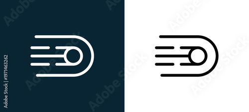 Two-color ball outline icon pair in black and white, editable stroke vector illustration for web, mobile apps, UI design, branding, and print from table tennis