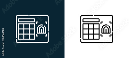 Two-color fingerprint outline icon pair in black and white, editable stroke vector illustration for web, mobile apps, UI design, branding, and print from smart home