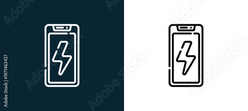 Two-color power outline icon pair in black and white, editable stroke vector illustration for web, mobile apps, UI design, branding, and print from smart home