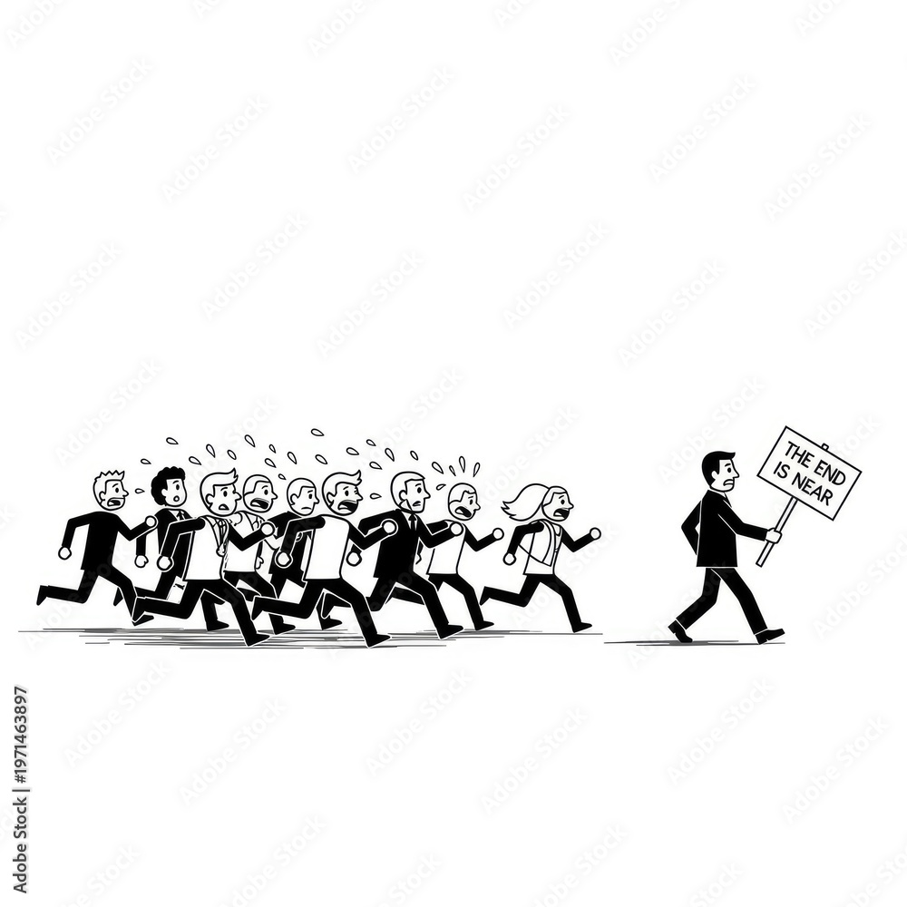 Obraz premium Businessman leads crowd in running to success.