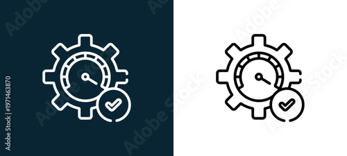 Two-color optimization outline icon pair in black and white, editable stroke vector illustration for web, mobile apps, UI design, branding, and print from tech support