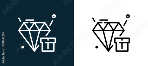 Two-color precious outline icon pair in black and white, editable stroke vector illustration for web, mobile apps, UI design, branding, and print from big sale
