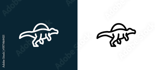Two-color spiaurus outline icon pair in black and white, editable stroke vector illustration for web, mobile apps, UI design, branding, and print from diaur