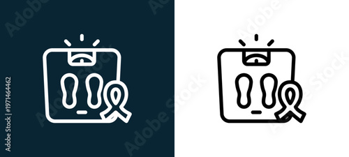 Two-color weight outline icon pair in black and white, editable stroke vector illustration for web, mobile apps, UI design, branding, and print from women health