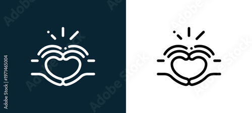 Two-color friendship outline icon pair in black and white, editable stroke vector illustration for web, mobile apps, UI design, branding, and print from friendship