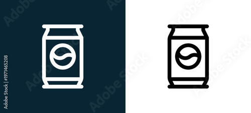 Two-color outline icon pair in black and white, editable stroke vector illustration for web, mobile apps, UI design, branding, and print from take away