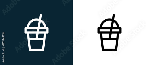Two-color frappe outline icon pair in black and white, editable stroke vector illustration for web, mobile apps, UI design, branding, and print from take away