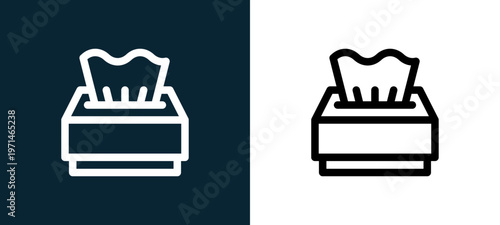 Two-color tissue outline icon pair in black and white, editable stroke vector illustration for web, mobile apps, UI design, branding, and print from take away