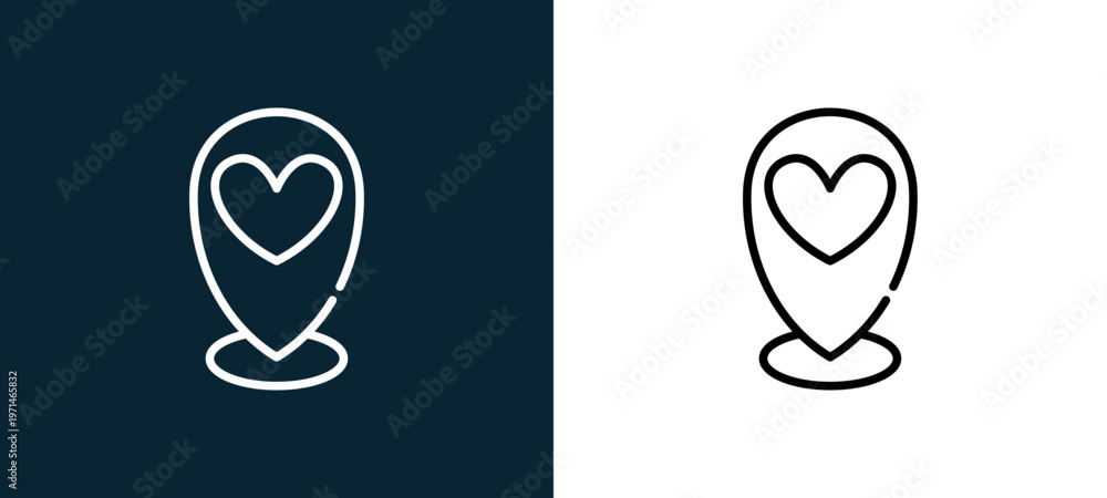 Fototapeta premium Two-color placeholder outline icon pair in black and white, editable stroke vector illustration for web, mobile apps, UI design, branding, and print from date night