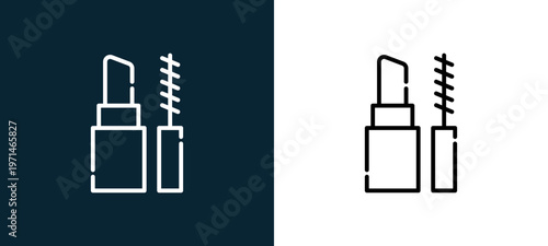 Two-color make up outline icon pair in black and white, editable stroke vector illustration for web, mobile apps, UI design, branding, and print from date night