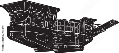 Industrial, heavy duty, construction, excavator, digger, earth mover, machine, vector