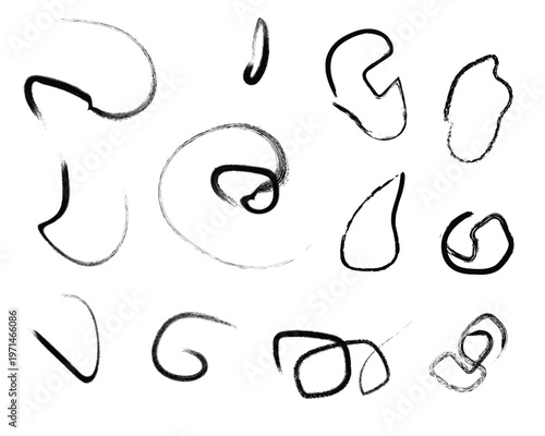 Hand drawn abstract shapes a collection of black ink scribbles and loops