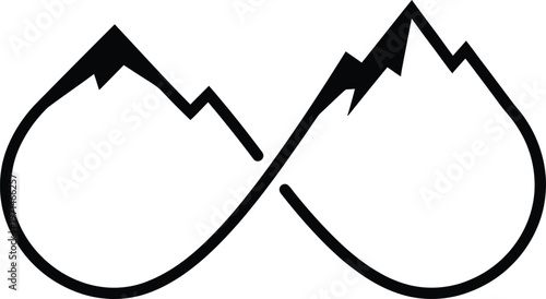 An infinity symbol integrated with mountain peaks, representing endless outdoor adventures and nature exploration.