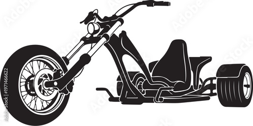Tricycle, motorcycle, trike, black, vector, illustration, transportation