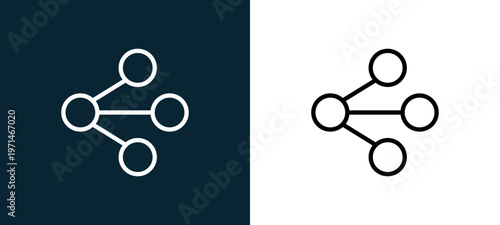 Two-color shared outline icon pair in black and white, editable stroke vector illustration for web, mobile apps, UI design, branding, and print from essentials