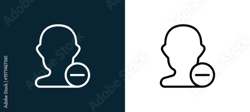 Two-color unfriend outline icon pair in black and white, editable stroke vector illustration for web, mobile apps, UI design, branding, and print from essentials