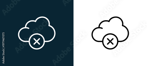 Two-color delete outline icon pair in black and white, editable stroke vector illustration for web, mobile apps, UI design, branding, and print from essentials